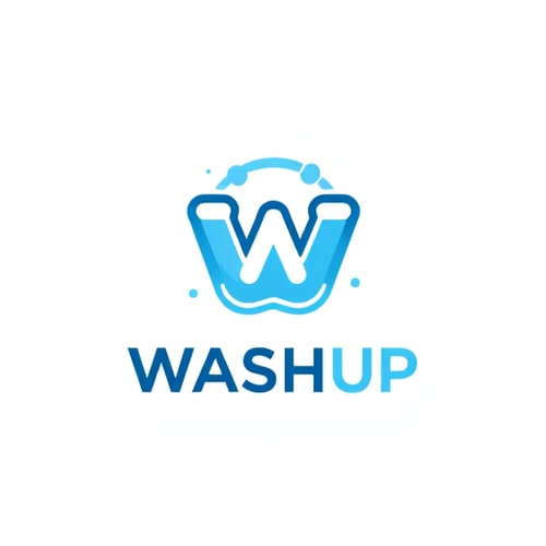AI Design for i want to make monogram type logo for laundry mobile app which name is WASHUP give me some logo