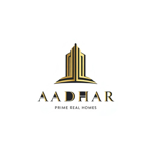 AI Design for "Minimal luxury logo design for Aadhar Prime Real Homes, featuring an abstract letter A shaped like a modern architectural tower with a strong foundation base, symbolizing trust and stability. The design should include subtle geometric lines inspired by real estate floor plans, with refined crown-like detail at the apex to reflect premium quality. Use an elegant serif wordmark for 'AADHAR PRIME' in uppercase, paired with a modern sans-serif subline 'Real Homes' below. Flat vector style, clean proportions, no gradients, no shadows, no 3D effects. Color palette: deep charcoal black (#111827) background, gold (#F59E0B) as primary accent, emerald green (#059669) secondary highlight, ivory (#F9FAFB) for balance. Present logo on white and black backgrounds, with clear spacing, symmetrical alignment, and luxury brand aesthetic similar to high-end real estate or fashion houses."