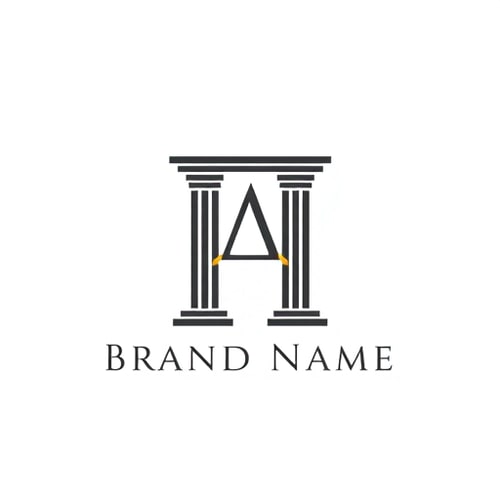 AI Design for Letterform logo for a premium real estate identity named "Brand Name": An elegant arch or pillar forming the letter A with a strong baseline symbolizing "foundation" and a subtle crown or prime accent at the apex, embodying timeless proportions and luxurious yet restrained elegance. Flat charcoal with a gold accent. Crisp edges, logo sheet style, no gradients, no 3D. Design influenced by classical architecture and modern minimalism, with a focus on sophisticated simplicity. White background.