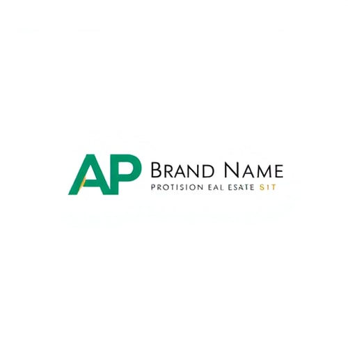 AI Design for Letterform logo for a premium real estate consultancy named "Brand Name": Geometric AP monogram built from floor-plan shapes and right angles, precise spacing, architectural grid, negative space corridors, flat emerald + charcoal with tiny gold keyline, modern, minimalist, no gradients, no textures, centered on a white background, vector.