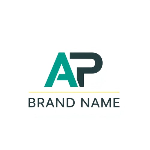AI Design for Letterform logo for a premium real estate consultancy named "Brand Name": Geometric AP monogram built from floor-plan shapes and right angles, precise spacing, architectural grid, negative space corridors, flat emerald + charcoal with tiny gold keyline, modern, minimalist, no gradients, no textures, centered on a white background, vector.