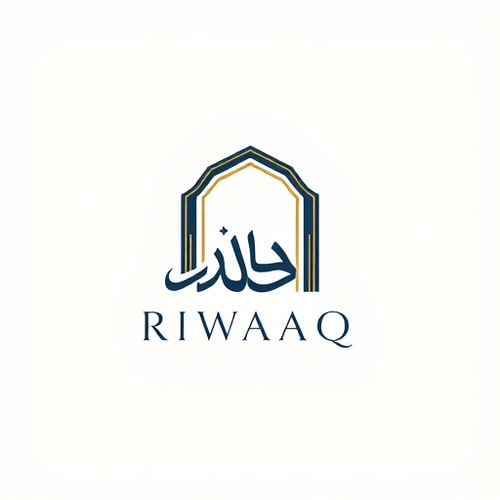 AI Design for Calligraphy logo design for a luxury Arabic design studio named "Riwaaq" (رواق): A sophisticated blend of Arabic and English calligraphy where the English "Riwaaq" elegantly flows into or around the Arabic "رواق," creating a unified and artistic emblem. The design should evoke a sense of timeless elegance and architectural grace. Color palette: Deep navy blue, antique gold, and a touch of cream. Typography or stylistic treatment: The Arabic calligraphy should be in a refined Naskh or Diwani style, seamlessly integrated with a modern, clean sans-serif font for the English "Riwaaq" that complements the Arabic flow. Design influenced by traditional Islamic geometric patterns and modern minimalist aesthetics, with a focus on clean lines and balanced composition. Visual execution details: The merged calligraphy should form a cohesive, almost architectural element, perhaps hinting at an archway or an open space. The logo should be scalable and recognizable at various sizes. Background type: Solid, neutral background.