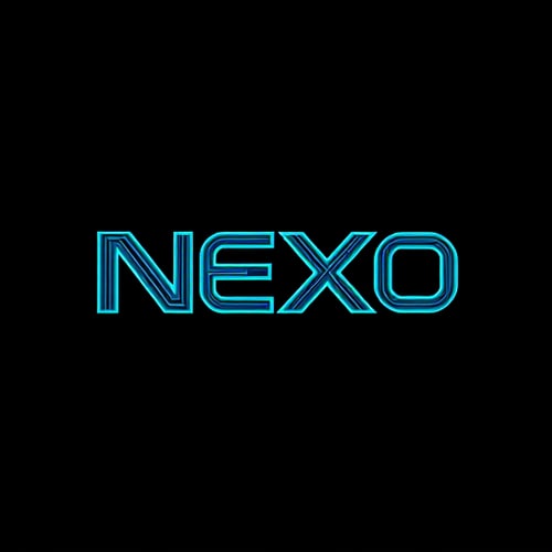 AI Design for Letterform logo for a software and technology company named "NEXO": Abstract integration of circuit board patterns and a digital grid within a sleek, stylized "N" or encompassing the full name, Electric blue, neon green, and dark background for high contrast. Sleek, modern sans-serif with futuristic curves. Clean, bold, and instantly recognizable as a software/tech brand, vector style, transparent background.