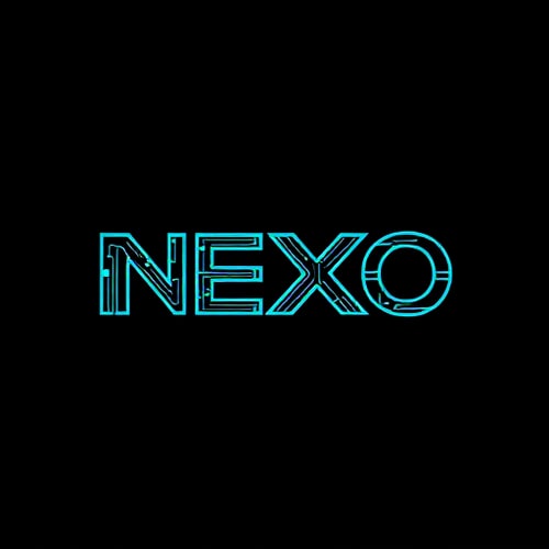 AI Design for Letterform logo for a software and technology company named "NEXO": Abstract integration of circuit board patterns and a digital grid within a sleek, stylized "N" or encompassing the full name, Electric blue, neon green, and dark background for high contrast. Sleek, modern sans-serif with futuristic curves. Clean, bold, and instantly recognizable as a software/tech brand, vector style, transparent background.