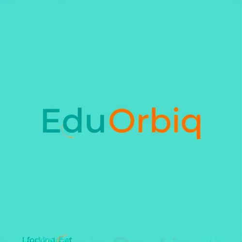 AI Design for Minimalist for a technology education company named "Edu Orbiq Tech": Abstract representation of learning and orbits, representing knowledge expansion, Teal and orange, Modern sans-serif, abstract geometric, clean lines and subtle gradients, solid color background.
