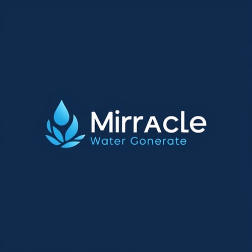 AI Design for Miracle water genrate logo basic element related water simple 1 colour logo