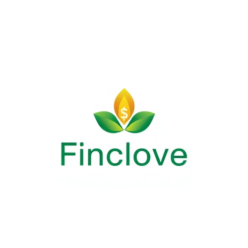 AI Design for Minimalist icon for a finance and tax company named "Finclove": abstract representation of a clove integrated with financial elements, emerald green and gold color palette, clean sans-serif typography. Design with a modern and professional influence, incorporating subtle gradients and sharp lines for visual execution, and a solid white background.