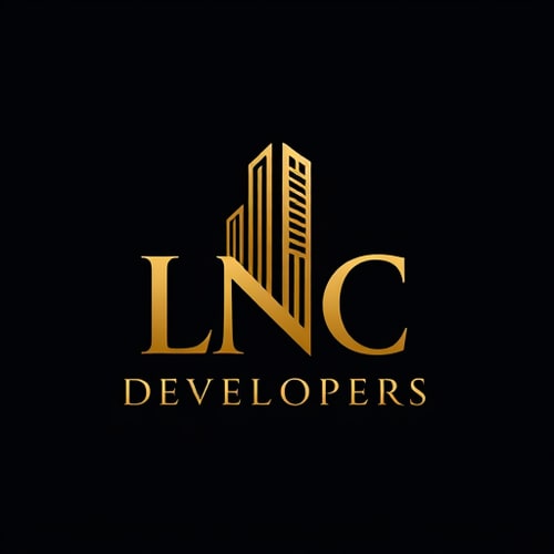 AI Design for A luxury logo for LNC Developers, combining the initials ‘LNC’ with a tall skyscraper icon symbolizing real estate development. Elegant golden and black color scheme, premium and bold design, minimal vector style, perfect for corporate branding.