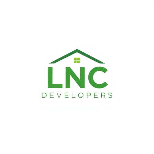AI Design for A professional logo for LNC Developers, with the initials ‘LNC’ designed under a minimal house roof icon. Modern sans-serif font for ‘Developers’ below. Simple yet elegant design, green and white color theme for trust and growth, clean vector illustration.