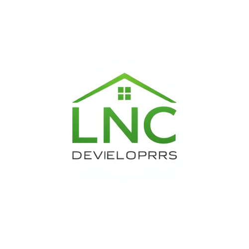 AI Design for A professional logo for LNC Developers, with the initials ‘LNC’ designed under a minimal house roof icon. Modern sans-serif font for ‘Developers’ below. Simple yet elegant design, green and white color theme for trust and growth, clean vector illustration.
