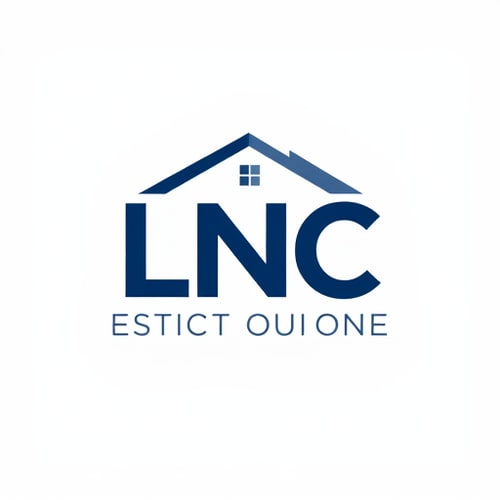 AI Design for Design a professional and modern real estate logo for LNC Developers (Land & Construction). The logo should creatively highlight the letters L & C as the main shape, with a minimalistic roof/house silhouette placed above them. The style should be clean, premium, and construction-inspired, with bold typography. Use corporate colors like dark blue, gray, and white. The overall design must look trustworthy, elegant, and iconic for a real estate company.