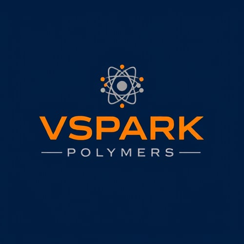 AI Design for Create a professional and unique logo for a company named VSPARK POLYMERS. The design should feature an atomic or molecular structure symbol (like orbiting lines around a nucleus) to represent innovation, science, and advanced technology. Use a clean and modern vector style with a bold corporate font. Highlight the word VSPARK strongly, with POLYMERS in a smaller or lighter font. Incorporate a professional color scheme such as navy blue, bright orange, and gray for a sleek and trustworthy look. Add a tagline placeholder below the name in an elegant style. The overall logo should look distinctive, innovative, and corporate-ready.