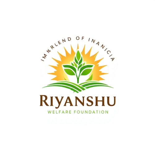 AI Design for Riyanshu welfare foundation In this there should be map of India and grains, sun, tree, complete logo in circle.