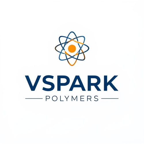 AI Design for Create a professional and unique logo for a company named VSPARK POLYMERS. The design should feature an atomic or molecular structure symbol (like orbiting lines around a nucleus) to represent innovation, science, and advanced technology. Use a clean and modern vector style with a bold corporate font. Highlight the word VSPARK strongly, with POLYMERS in a smaller or lighter font. Incorporate a professional color scheme such as navy blue, bright orange, and gray for a sleek and trustworthy look. Add a tagline placeholder below the name in an elegant style. The overall logo should look distinctive, innovative, and corporate-ready.