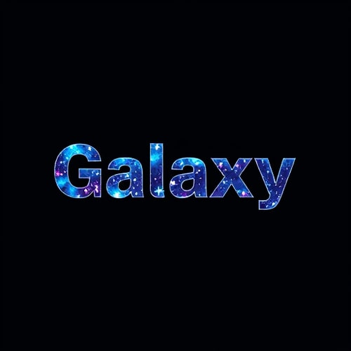 AI Design for Galaxy Text Logo – text filled with stars, space, or galaxy patterns.