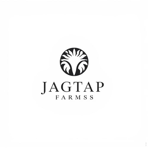 AI Design for "Design a high-end, minimalist logo for 'Jagtap Farms'. The icon should be an abstract circular form that subtly suggests cycles of nature and innovation, without showing literal food. Use elegant sans-serif typography with refined proportions. The overall design should emphasize simplicity, premium quality, and timeless appeal with a monochrome palette."