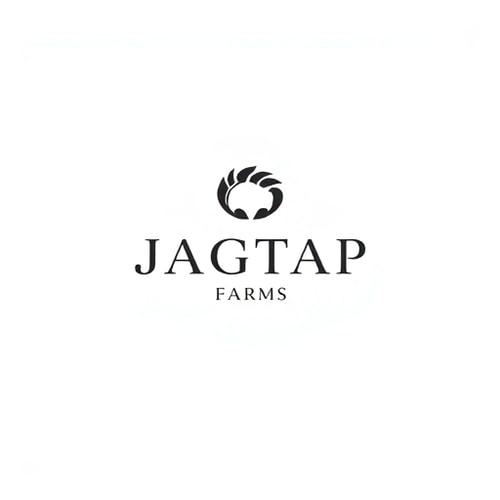 AI Design for "Design a high-end, minimalist logo for 'Jagtap Farms'. The icon should be an abstract circular form that subtly suggests cycles of nature and innovation, without showing literal food. Use elegant sans-serif typography with refined proportions. The overall design should emphasize simplicity, premium quality, and timeless appeal with a monochrome palette."