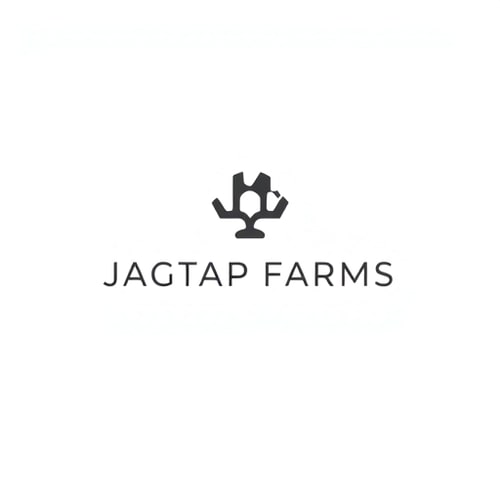 AI Design for "A minimalist abstract logo for 'Jagtap Farms' featuring a unique icon based on interconnected shapes, symbolizing innovation and collaboration. Use refined typography in a modern sans-serif style, placed either beside or below the icon. Keep the design extremely clean with strong negative space and a muted, premium color scheme such as charcoal and silver."