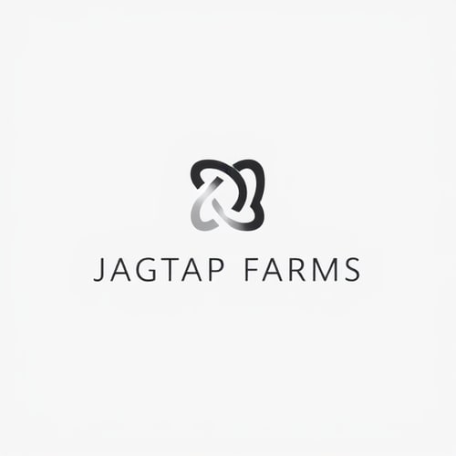 AI Design for "A minimalist abstract logo for 'Jagtap Farms' featuring a unique icon based on interconnected shapes, symbolizing innovation and collaboration. Use refined typography in a modern sans-serif style, placed either beside or below the icon. Keep the design extremely clean with strong negative space and a muted, premium color scheme such as charcoal and silver."