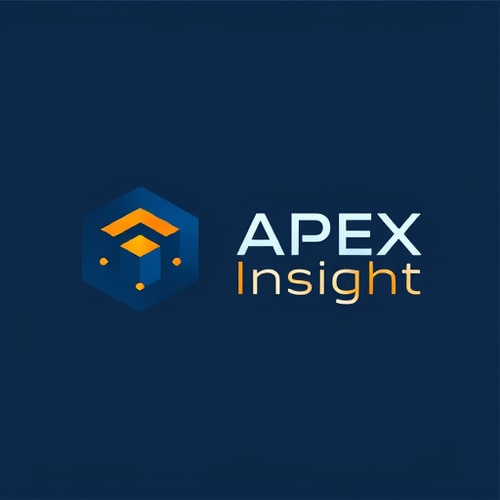 AI Design for Design a unique abstract geometric logo for APEX Insight. The pictorial mark should be built from futuristic geometric shapes such as hexagons, triangles, or interlocking polygons, arranged in a minimal and innovative way. The design must symbolize technology, automation, and precision while staying simple, bold, and highly recognizable. Add subtle abstract details like digital nodes, circuit-inspired lines, or symmetrical patterns for a modern tech feel. Use deep blue (#253D93) as the primary color with vibrant orange (#ED7624) as an accent highlight. Place the abstract geometric mark alongside the text APEX Insight in a bold, modern sans-serif font. Ensure the logo is professional, scalable, and visually unique for software branding