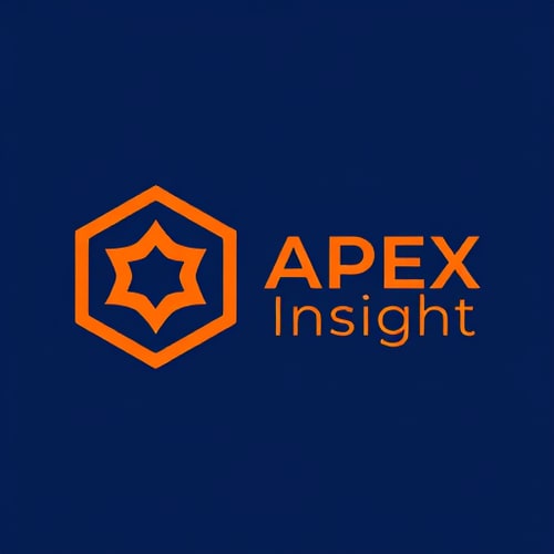 AI Design for Design a modern and minimal geometric technology logo for APEX Insight. Use a bold hexagon shape as the base, with a simple and unique abstract symbol inside that represents automation, precision, and innovation. The inner symbol can be a 3-handed star or geometric form built from clean angular shapes, giving it a futuristic and tech-inspired feel. Keep the design simple, bold, and eye-catching, with subtle 3D or gradient touches if needed. Use deep blue (#253D93) as the primary background color, and vibrant orange (#ED7624) for highlights and inner details. Place the hexagon mark alongside the text APEX Insight in a bold, modern sans-serif font, with 'Apex' in deep blue and 'Insight' in vibrant orange. Ensure the overall logo is unique, scalable, and professional for software branding