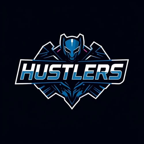 AI Design for Design Logo of "Hustlers" make it look technical, , futuristic. Design it's font and don't add any human figure or animal or creature or robot
