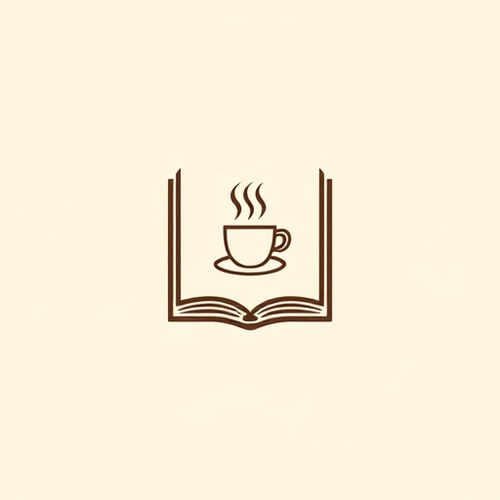 AI Design for Minimalist modern flat logo design. A closed book standing upright, with a simple coffee cup icon drawn on its cover. The design must be very clean, sleek, and contemporary, similar in simplicity and recognizability to the Apple logo. Use flat vector