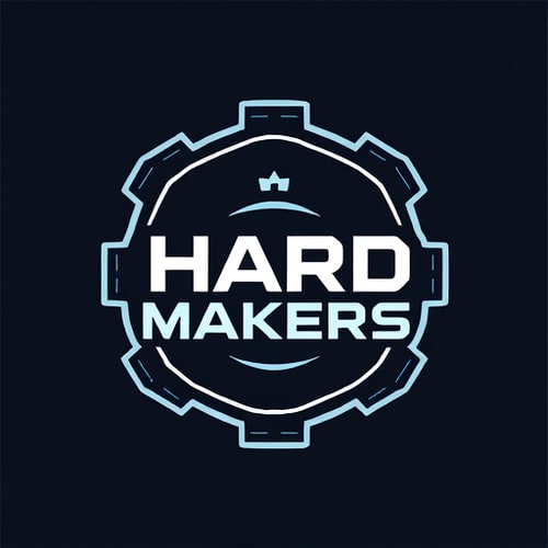 AI Design for dessign a hardware technology logo to be represented in smart india hackathon so the team name is "HARD MAKERS"