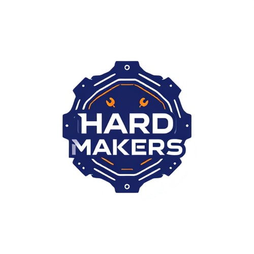 AI Design for dessign a hardware technology logo to be represented in smart india hackathon so the team name is "HARD MAKERS"