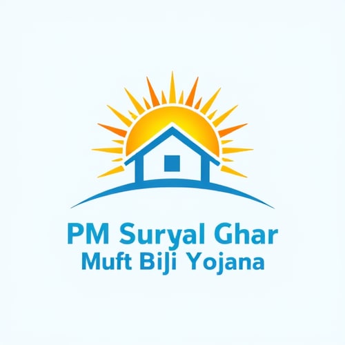 AI Design for Pictorial for a government scheme providing free electricity to households named "PM Surya Ghar Muft Bijli Yojana": A stylized sun with radiating lines representing electricity and a silhouette of a house, Warm and inviting gradient of orange and yellow for the sun, transitioning to a clean blue for the house and electricity lines, Sans-serif typeface with rounded edges for a friendly and accessible feel. Design with a focus on hope and empowerment, incorporating elements of sustainability and modern accessibility, a clean and modern illustration style with clear outlines and subtle shading, on a solid light blue background.