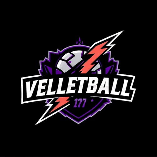 AI Design for can u create simple logo for volleyball team with lightning theme and some good colors tshirt is black and purple please