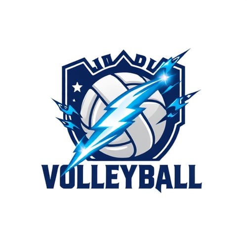 AI Design for can u create logo for volleyball team with lightning theme please