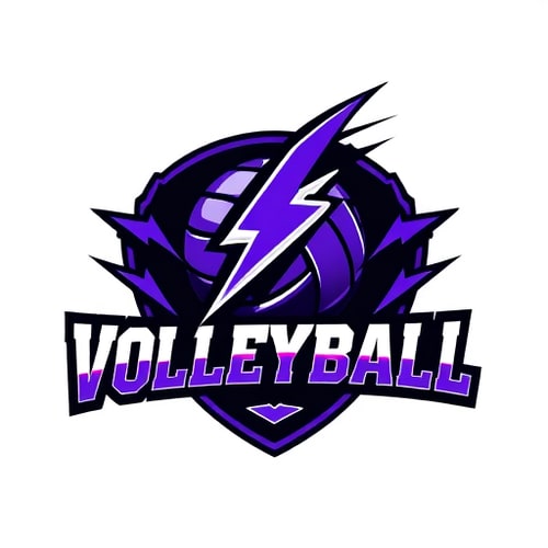 AI Design for can u create logo for volleyball team with lightning theme and some good colors tshirt is black and purple please