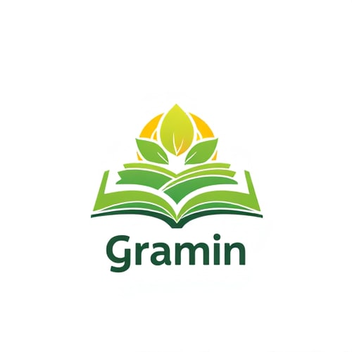 AI Design for Design a clean, modern logo for an educational app named “Gramin” (meaning “rural” in Hindi).Theme: learning + rural India, growth, community.Symbol ideas: a stylized open book that turns into green leaves or a rising sun over farm fields.Style: flat, minimal, friendly. Rounded shapes (no sharp edges).Color palette:Primary – green (growth, fields)Accent – orange/yellow (sun, energy)Neutral – white backgroundTypography: simple, bold sans-serif font, lowercase “gramin” below or next to the icon.Mood: positive, approachable, trustworthy, for rural learners.