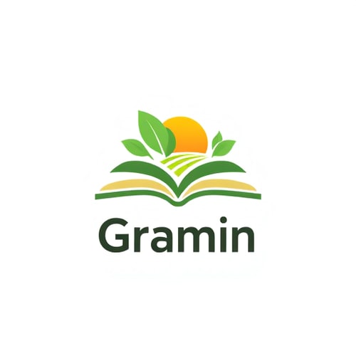AI Design for Design a clean, modern logo for an educational app named “Gramin” (meaning “rural” in Hindi).Theme: learning + rural India, growth, community.Symbol ideas: a stylized open book that turns into green leaves or a rising sun over farm fields.Style: flat, minimal, friendly. Rounded shapes (no sharp edges).Color palette:Primary – green (growth, fields)Accent – orange/yellow (sun, energy)Neutral – white backgroundTypography: simple, bold sans-serif font, lowercase “gramin” below or next to the icon.Mood: positive, approachable, trustworthy, for rural learners.