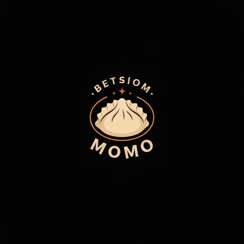 AI Design for design a momo shop logo with "BEST MOMO" written on it with dumpling image. with a black background