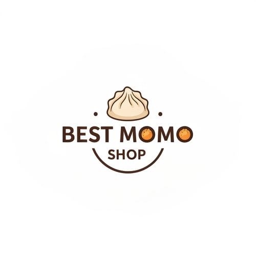 AI Design for design a momo shop logo with "BEST MOMO" written on it with dumpling image. with a white background