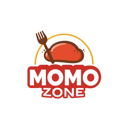 AI Design for make a logo for "MOMO ZONE" with a momo plate image bellow it
