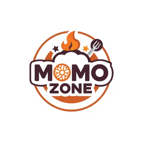 AI Design for make a logo for "MOMO ZONE" with a momo plate image bellow it