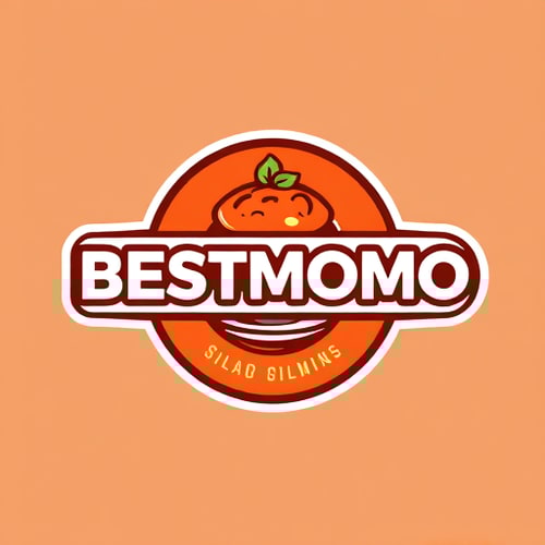 AI Design for make a logo for " BESTMOMO" with a momo plate image bellow it