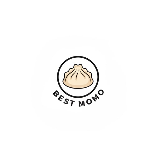 AI Design for design a momo shop logo with "BEST MOMO" written on it with dumpling image. with a white background