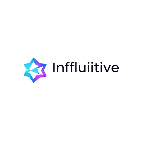 AI Design for Minimalist logo for a tech company specializing in community and engagement platform named "Influitive Zone": Abstract geometric shape representing connection and growth, a vibrant gradient of blues and purples, clean and modern sans-serif font. Design with a sleek and futuristic influence, sharp lines and subtle gradients to convey innovation, and a transparent background.