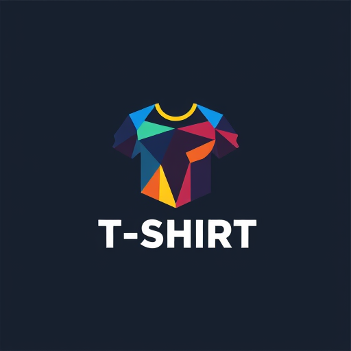AI Design for Modern logo for a creative t-shirt printing business. Imagine a T-shirt made of soft, flexible geometric shapes