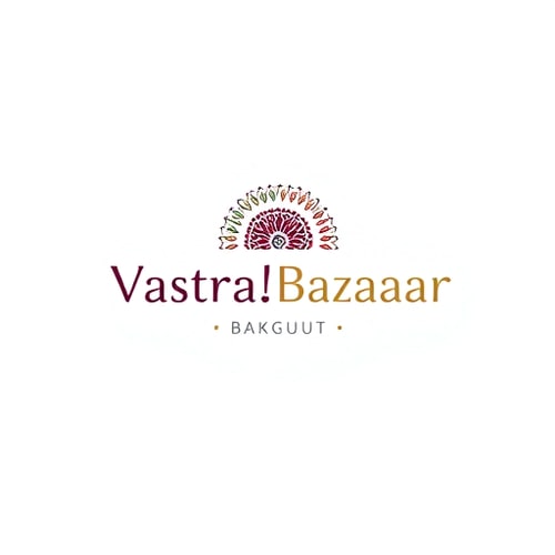 AI Design for "Minimal yet elegant logo design for brand 'VastraBazaar', which specializes in selling kurtis and ethnic wear for women. Use a stylish traditional Indian motif like a mandala, paisley, or fabric pattern as a subtle background element. Typography should be modern yet graceful, with ‘Vastra’ in a slightly bold elegant font and ‘Bazaar’ in a lighter stylish font. Use a color palette of deep maroon, royal blue, and gold for a premium ethnic feel. The design should be professional, clean, and suitable for fashion e-commerce branding."