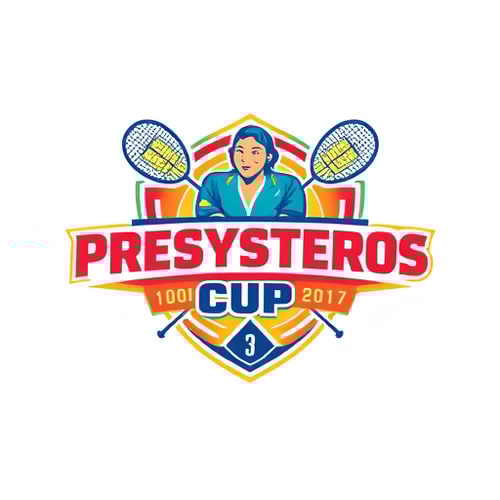 AI Design for create a logo for badminton tournament named presbysteros cup 3