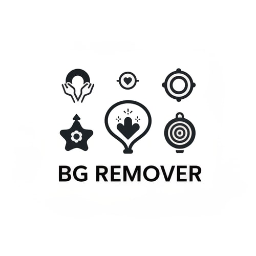 AI Design for generate a logo for bg remover website, don't mention the any text use unique icons ,that tells about the website detail way.