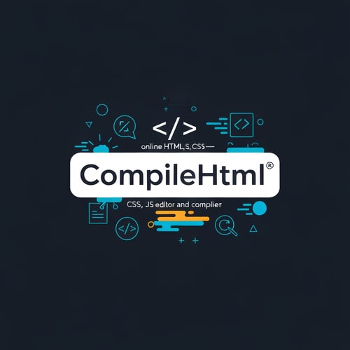 AI Design for "Design a modern, tech-inspired logo for CompileHtml—an online HTML, CSS, JS editor and compiler. The logo should blend symbols of code with a sleek, creative aesthetic. Use bold, energetic colors and include graphical hints of speed, creativity, and web development. The logo must feature the name 'CompileHtml' in a clear, readable font and convey efficiency and innovation."