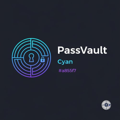 AI Design for Icon: A circular vault door with a keyhole in the center
Style: Clean, geometric lines with a gradient from deep blue (#1e40af) to cyan (#06b6d4)
Typography: Modern sans-serif font (like "Poppins" or "Inter") - bold for "Pass" and regular weight for "Vault"
Color Palette:
Primary: Deep Blue (#1e40af) - trust & security
Secondary: Cyan (#06b6d4) - modern & tech
Accent: Electric Purple (#a855f7) - innovation
Background: Dark charcoal (#1f2937) or pure white
Visual Style:
Vault door represented by concentric circles with 3-4 segments
Central keyhole as a simple, elegant shield shape
Optional: Small lock icon or key symbol integrated into the design
Gradient effect on the icon for depth and modernity
Layout Options:
Horizontal: Icon on left + "PassVault" text on right
Stacked: Icon on top, text below (better for mobile)
Icon-only: For favicon and app icons