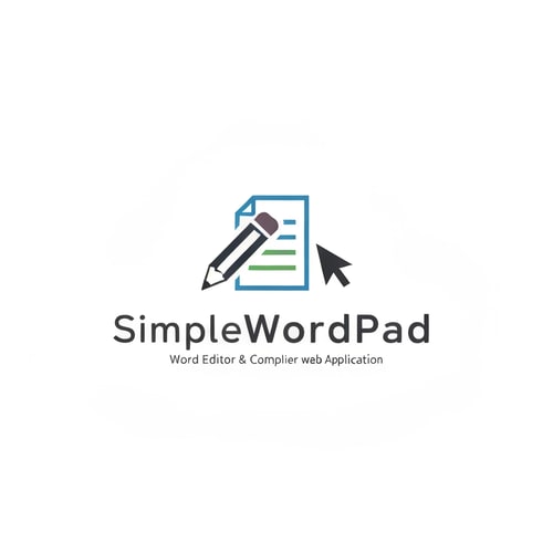 AI Design for "Create a minimalist and modern logo for 'SimpleWordPad,' a word editor and compiler web application. The design should be clean and simple, using a stylized representation of a pencil, a document, or a cursor. Incorporate a professional color palette with calming colors like blues, greens, or grays. The typography for 'SimpleWordPad' should be a clean, sans-serif font, possibly in all lowercase to give it an approachable feel. The overall logo should convey a sense of simplicity, ease of use, and modern technology."