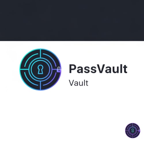 AI Design for Icon: A circular vault door with a keyhole in the center
Style: Clean, geometric lines with a gradient from deep blue (#1e40af) to cyan (#06b6d4)
Typography: Modern sans-serif font (like "Poppins" or "Inter") - bold for "Pass" and regular weight for "Vault"
Color Palette:
Primary: Deep Blue (#1e40af) - trust & security
Secondary: Cyan (#06b6d4) - modern & tech
Accent: Electric Purple (#a855f7) - innovation
Background: Dark charcoal (#1f2937) or pure white
Visual Style:
Vault door represented by concentric circles with 3-4 segment
Central keyhole as a simple, elegant shield shape
Optional: Small lock icon or key symbol integrated into the design
Gradient effect on the icon for depth and modernity
Layout Options:
Horizontal: Icon on left + "PassVault" text on right
Stacked: Icon on top, text below (better for mobile)
Icon-only: For favicon and app icons